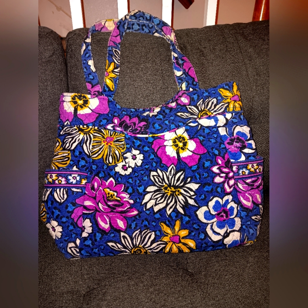 Vera Bradley Retired African Violet Pleated Tote Shoulder Bag Handbag Purse